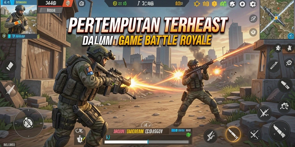 Screenshot gameplay menampilkan aksi seru dalam pertarungan Battle Royale.