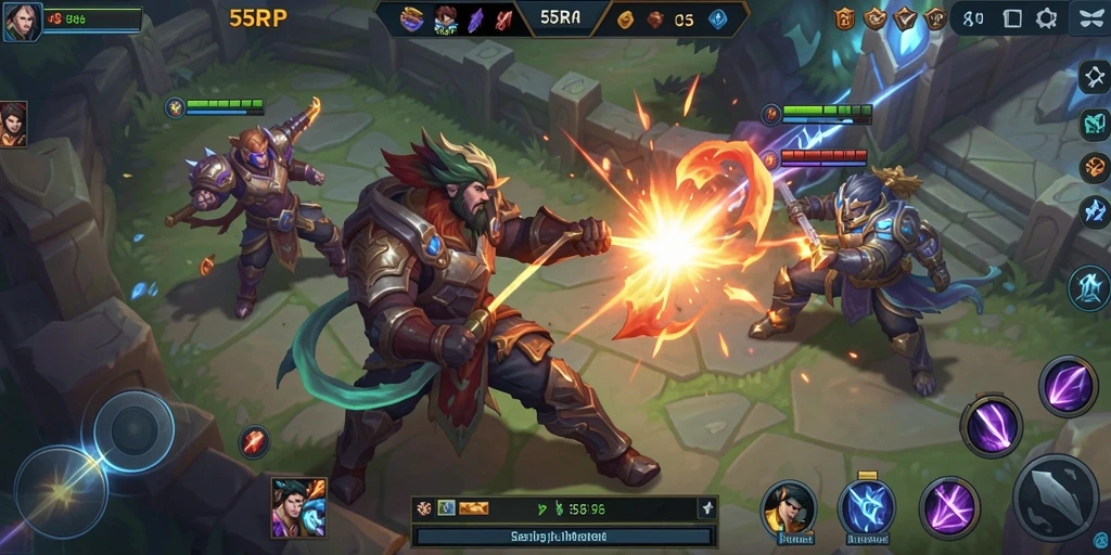 Tampilan gameplay MOBA yang mendebarkan di 55RP.