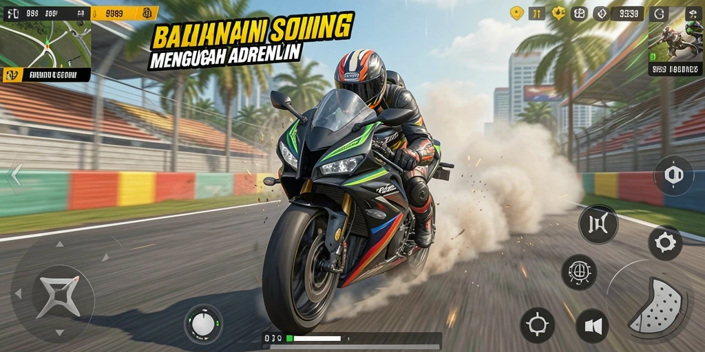 Menampilkan aksi balapan motor yang mendebarkan dan grafis menawan.