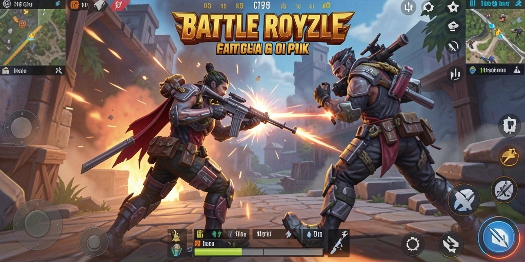 Tampilan game C7890 yang menegangkan dalam pertarungan Battle Royale.