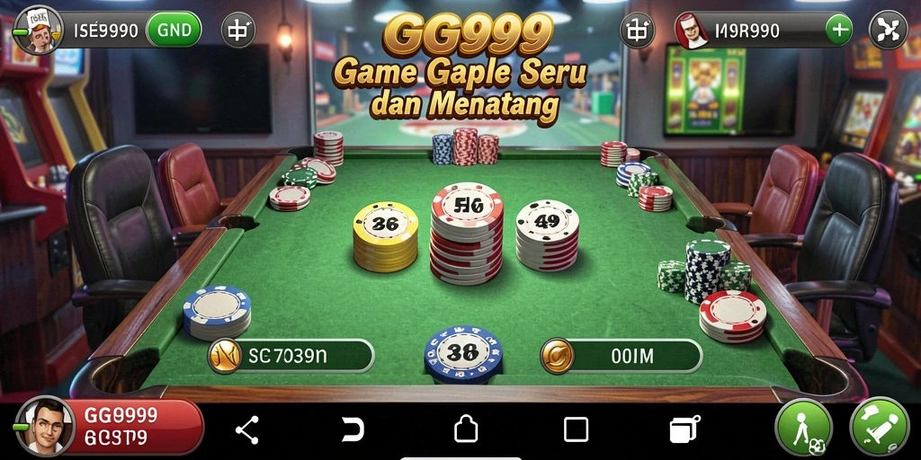 Screenshot gameplay GG999 yang menunjukkan suasana seru bermain Gaple.
