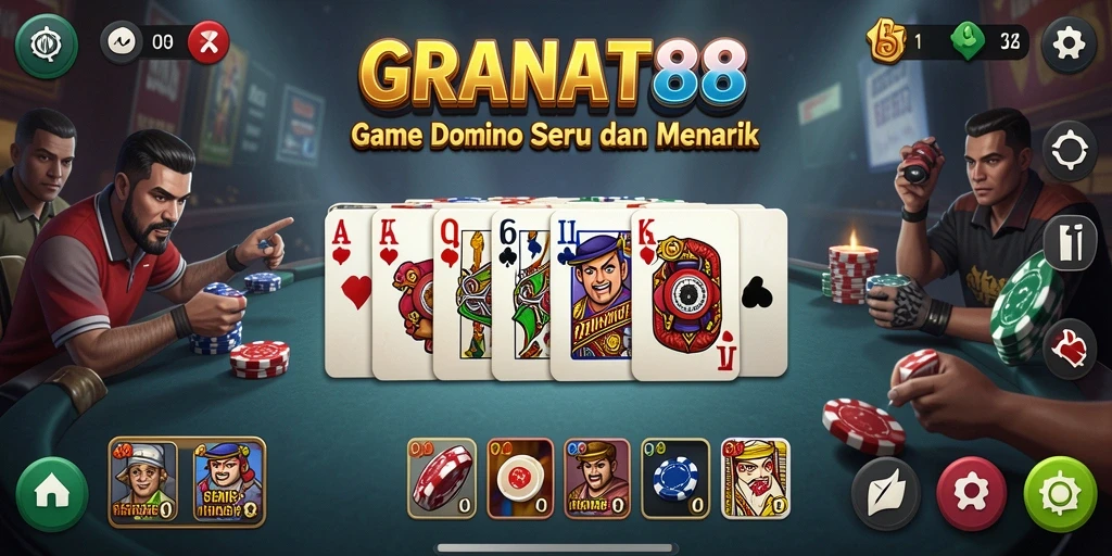 Tampilan gameplay seru dalam game Domino GRANAT88.