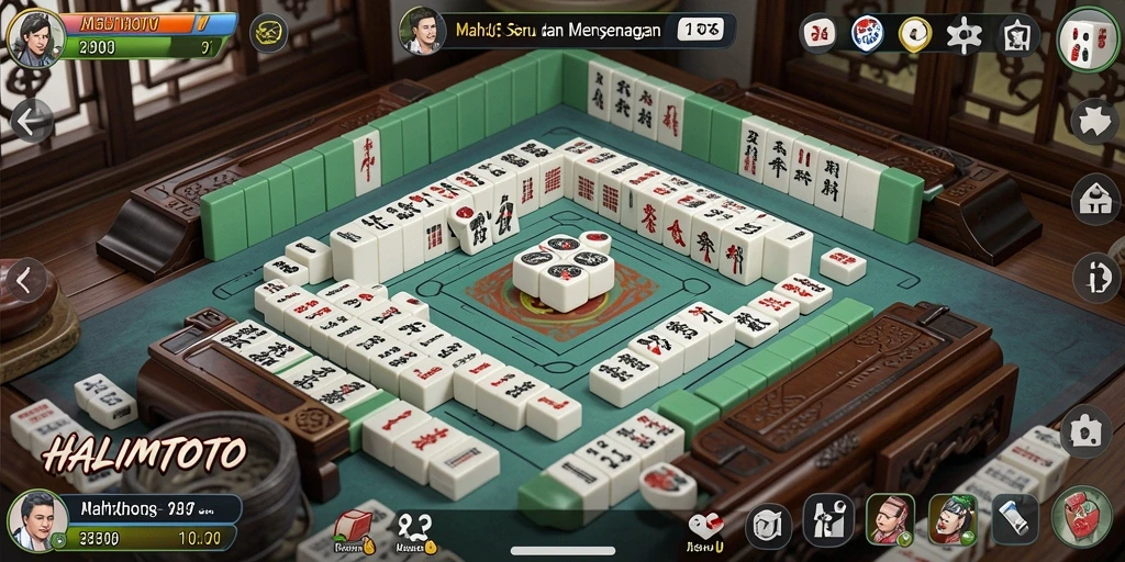 Tampilan gameplay utama HALIMTOTO dengan elemen Mahjong yang menarik.