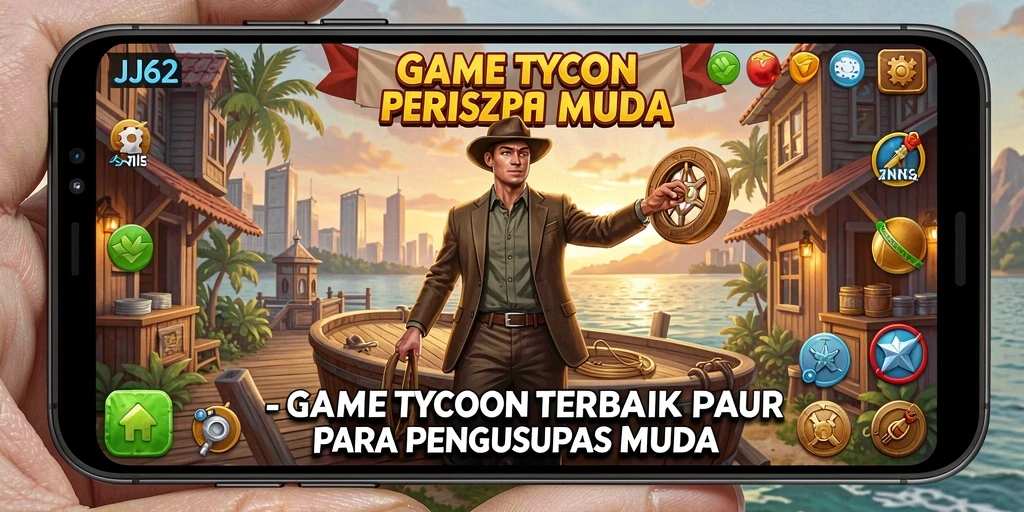 Tangkapan layar JJ62 menampilkan gameplay manajemen bisnis yang seru.