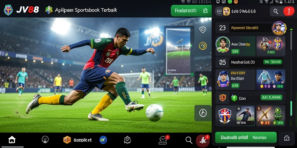 Screenshot utama JV88 menampilkan tampilan gameplay taruhan olahraga yang menarik.