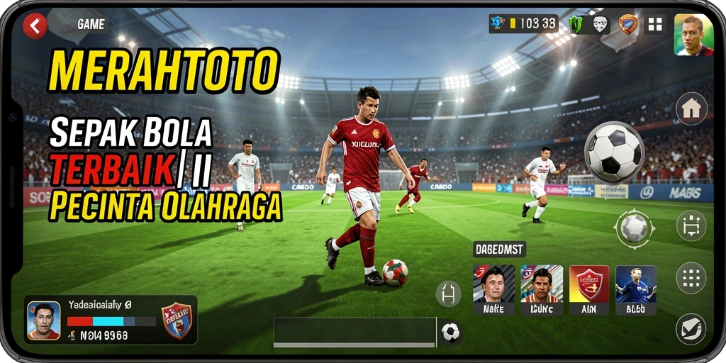 Screenshot MERAHTOTO menunjukkan aksi mendebarkan di lapangan sepak bola.