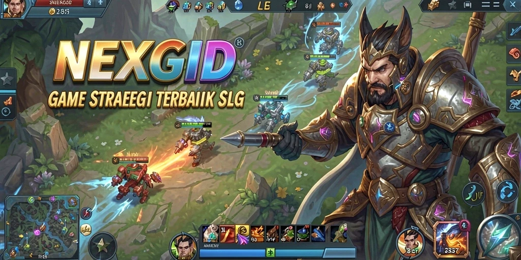 Screenshot gameplay NEXGID menampilkan pertempuran strategi yang mendebarkan.