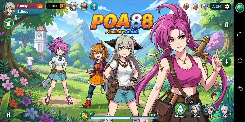 Tampilan gameplay seru dari POA88 dengan pertarungan karakter Anime.