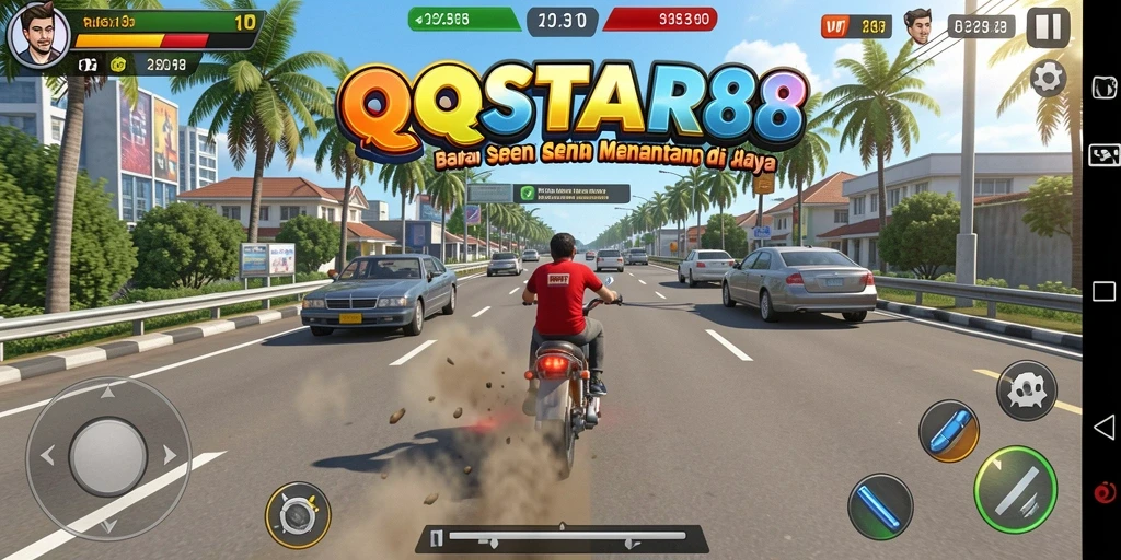 Screenshot gameplay QQSTAR88 yang menampilkan aksi balapan seru.
