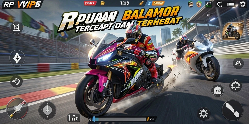 Gameplay seru RPVIP5 dengan balapan motor yang penuh aksi.