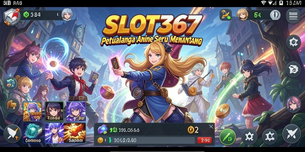 Tampilan gameplay SLOT367 dengan karakter anime yang penuh warna.