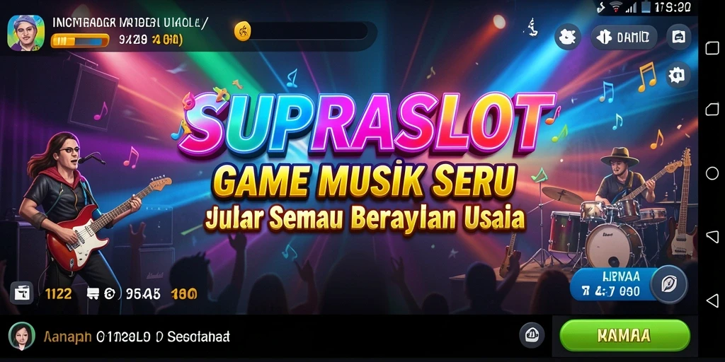 Screenshot gameplay SUPRASLOT menampilkan aksi bermain musik yang menyenangkan.