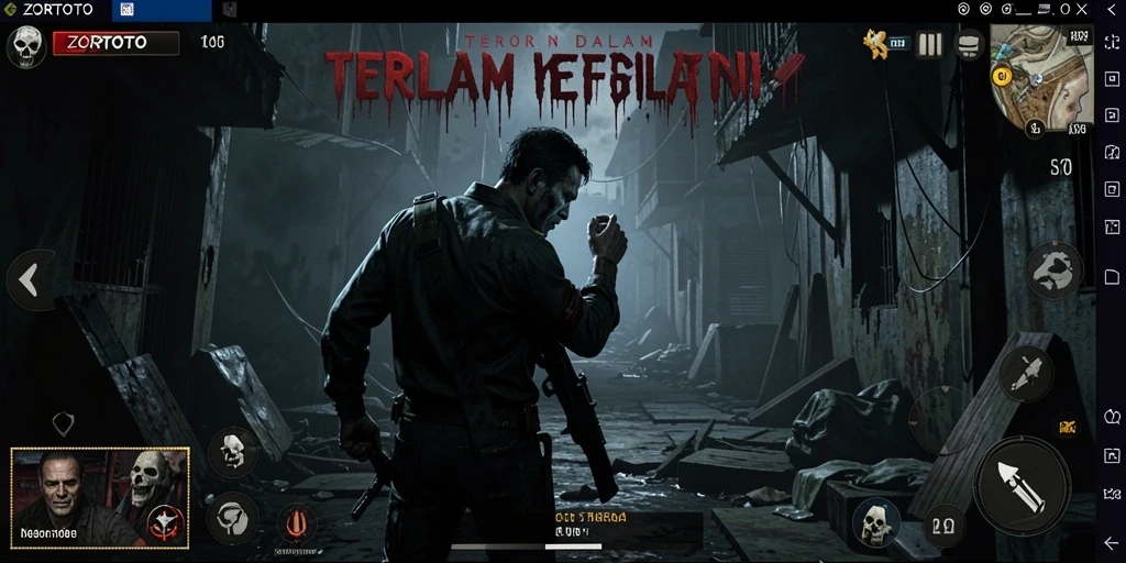 Tampilan gameplay ZORTOTO yang menyeramkan dan penuh ketegangan.
